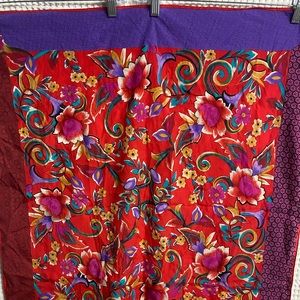 Vintage Oscar de la Renta Floral Purple & Red Square Scarf 28"
